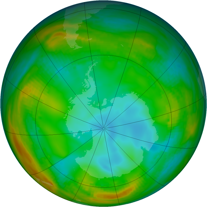 Antarctic ozone map for 14 July 1981